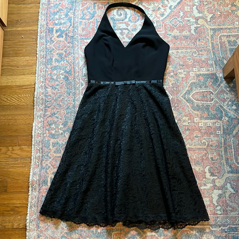 NWT Maggy London Halter V-neck Lace Fit & Flare Knee Length Dress, 12